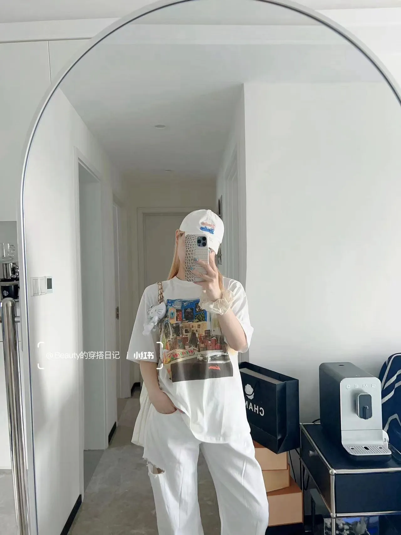 Louis Vuitton/Louis Vuitton oil painting graffiti printed short sleeves